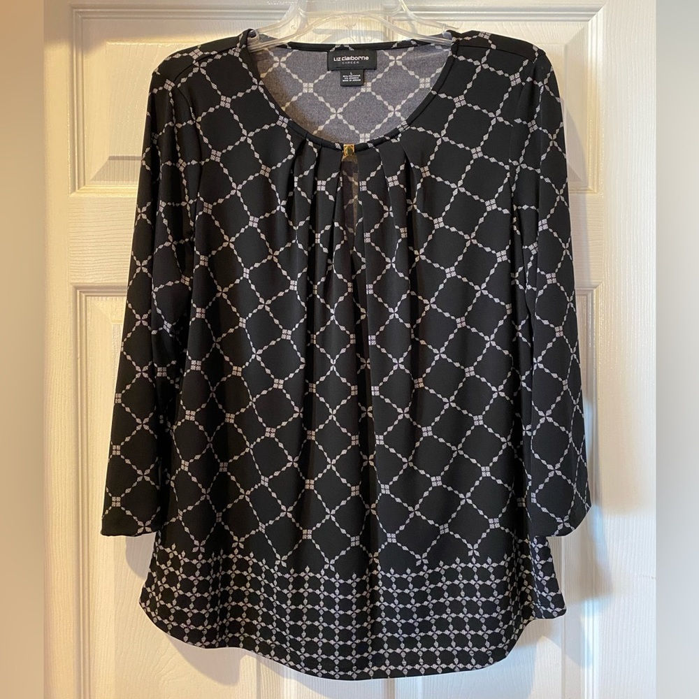 Liz Claiborne Career blouse with 3/4 sleeve.